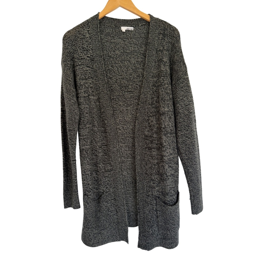 Abound Womens Gray Marled Open Front Longline Cardigan Sweater Pockets Large‎